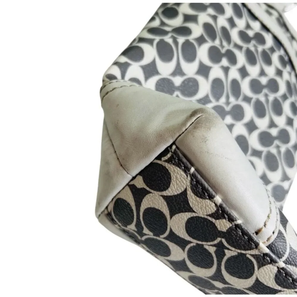 Coach Heritage Signature Stripe Pink White Tote Bag F15137